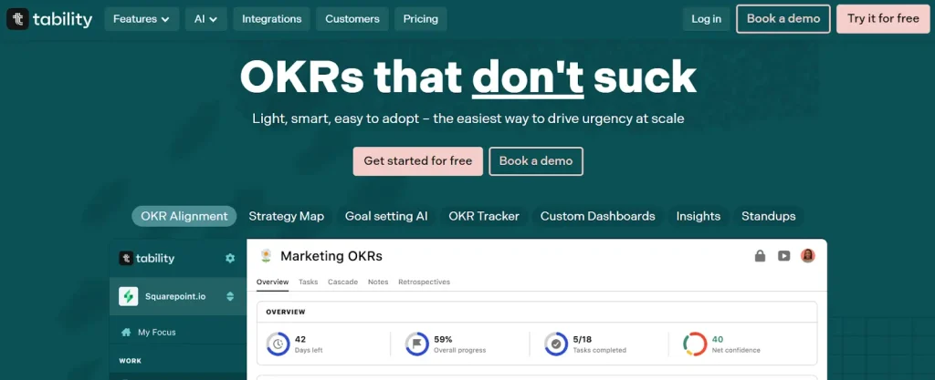 Tability OKR platform interface 