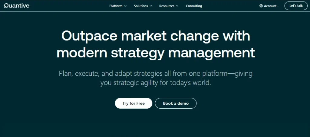 quantive homepage showing OKR tracking tools